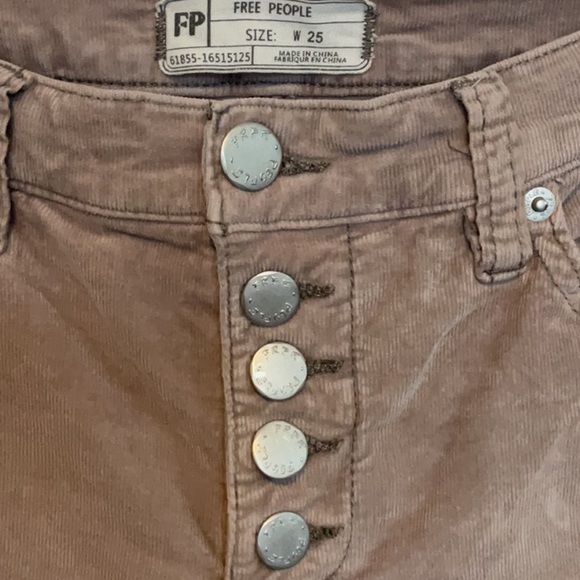 Free People gray Cords Mid rise, button fly  skinny, Size 25 (XS) - Picture 2 of 4